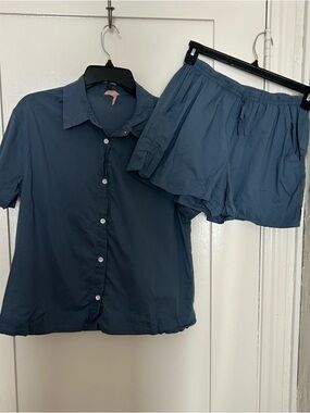 Eberjey 100% cotton pajamas short set in blue